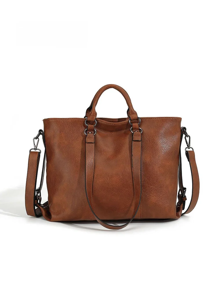 

New Faion Soft Leather Large Capaci Handbag Saddle Bag Women's Purse Sli Trendy Handheld Bag for Daily Use