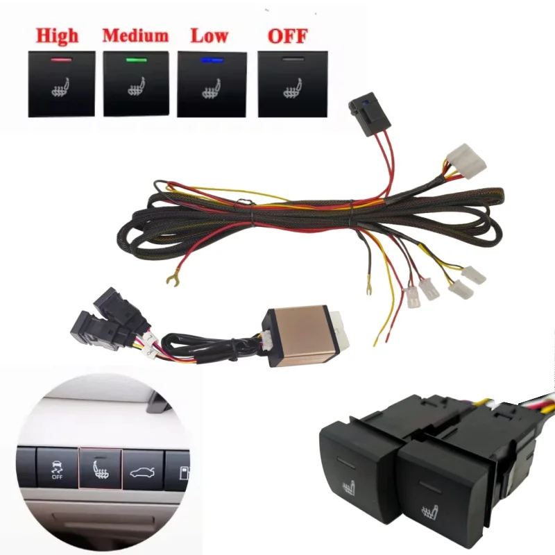 Universal Built-in Car Seat Heater Fit 2 Seats DC12V Alloy Wire Heating Pads 3-Levels Control Switch System For Toyota Seats