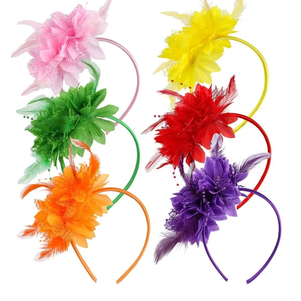 Feather Decoration Feather Flower Headband Retro Style Floral Design Feather Hair Accessory Stylish Accessory Bridal Headpiece