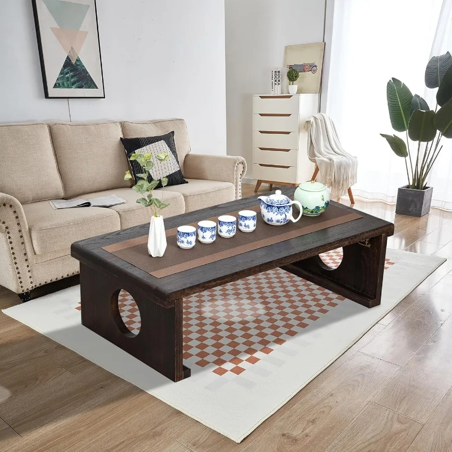 Foldable Japanese Coffee TableFolding Japanese Floor Tabletural Brown Coffee Table Minimalist Tatami Table Suitable for Living