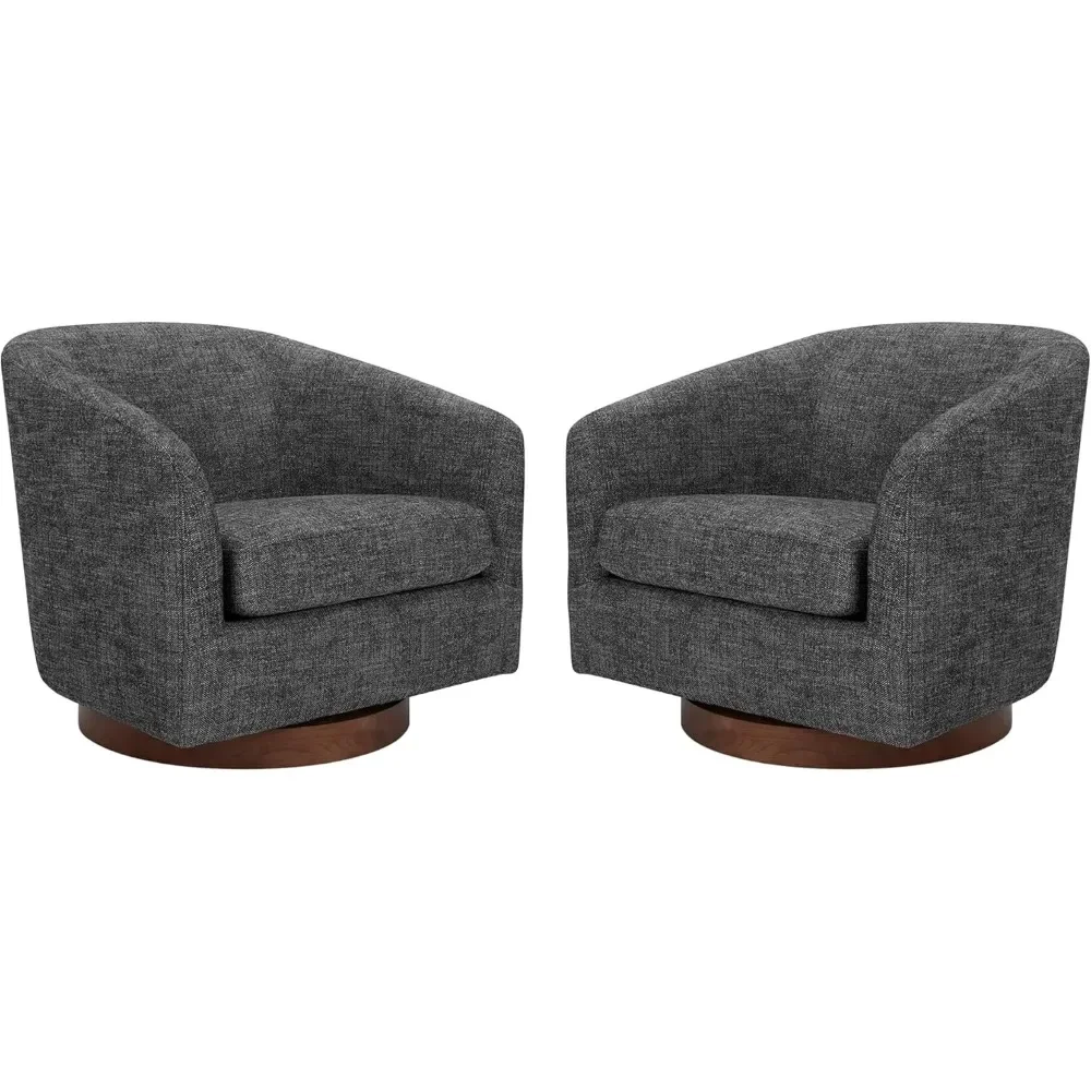 Swivel Accent Chair,  Upholstered Fabric Barrel Chair for Living Room