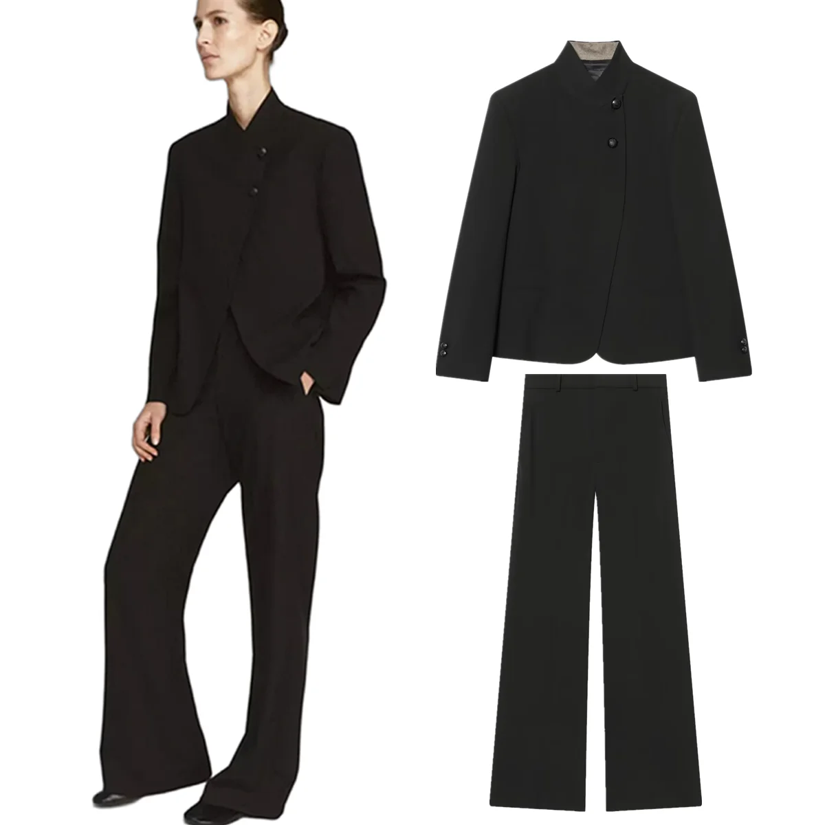 

Минималистичная модная куртка Jenny&Dave, женская одежда, женский пиджак, черная женская одежда, комплекты с брюками, комплект из двух предметов, женский костюм