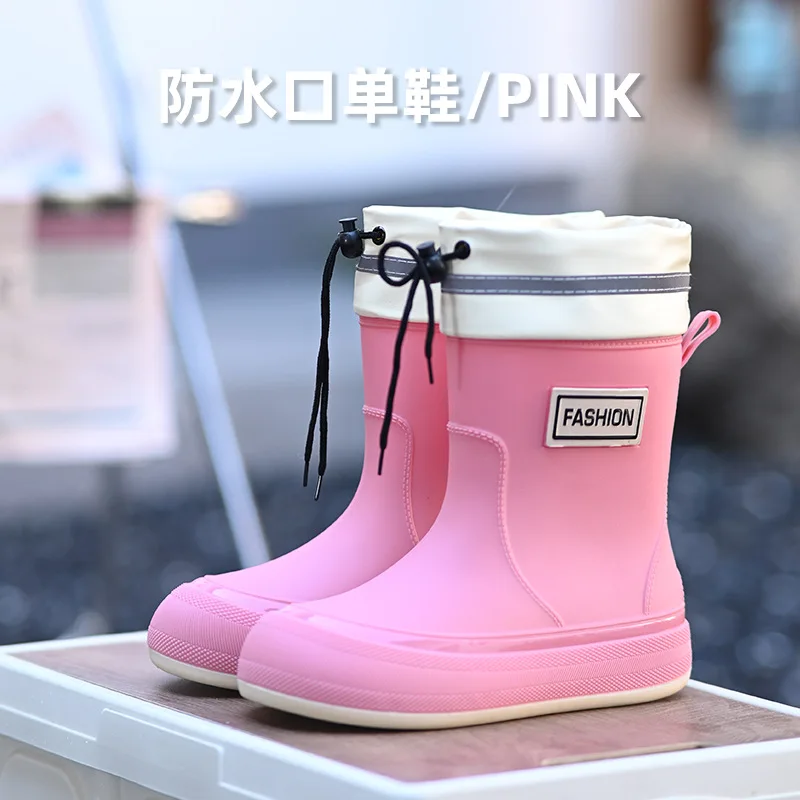 New Style Rain Boots Women Medium-length Thick-soled Waterproof Boots Non-slip Student Outer Wear Fashionable Rain Boots Women