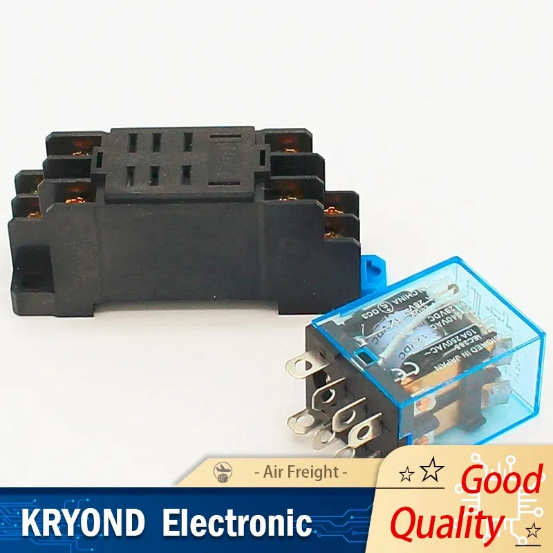 10 A DPDT Relay 12 24 110 220 V AC LY2N LY2NJ General Purpose Relay With 8-Pin Power Relay Base Socket