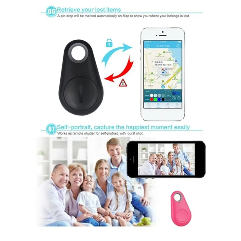 1/2pcs Mini Fashion Smart Dog Pets Bluetooth 4.0 GPS Tracker Anti-Lost Alarm Tag Wireless Child Bag Wallet Key Finder Locator
