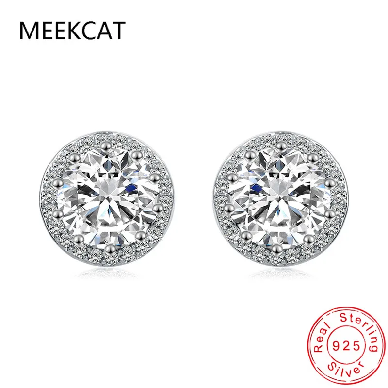 1 Carat Certified Moissanite Stud Earrings For Women Platinum Plating Sterling Silver Diamonds Ear Studs Wedding Fine Jewelry