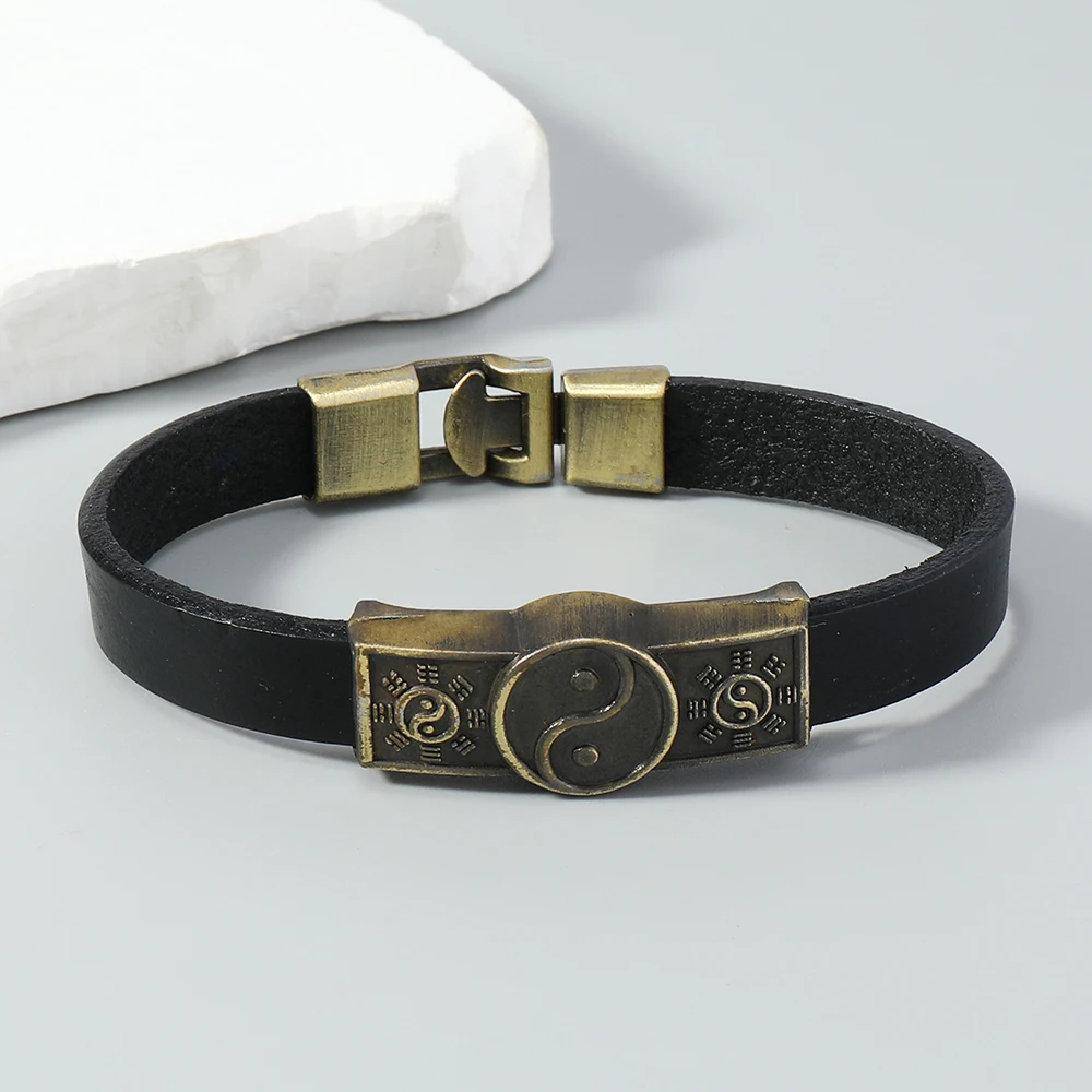 1 piece Tai Chi Ying Yang Accessories Leather bangle men Jewelry