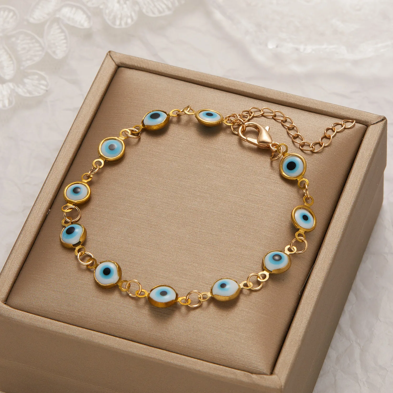 Glücklich Türkei Evil Eye Armband Bunte Rot Blau Auge Ästhetischen Schmuck Für Frauen Einfache Trendy Einstellbare Metall Kette Armbänder – Detail 8