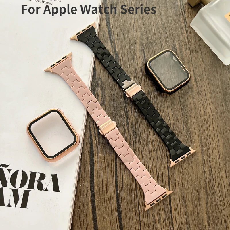 

Полимерный ремешок + чехол для Apple watch 7 45 мм 41 мм 6 5 4 SE 44 мм 40 мм, аксессуары для умных часов, сменный ремешок для iwatch 3 38/42 мм