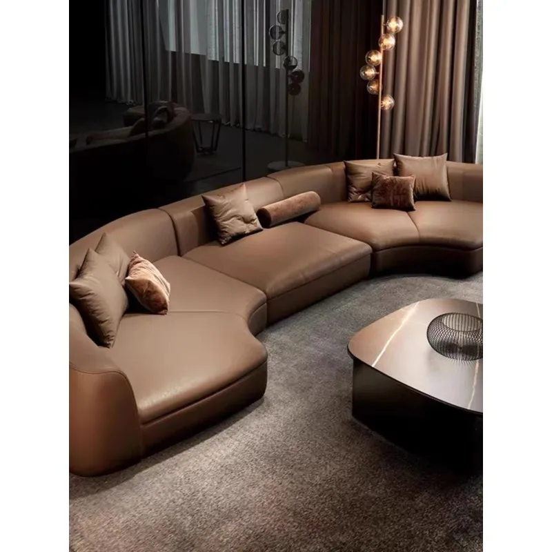 Italian modern curved sofa light luxury special-shaped large apartment matte velvet living room reception model room designer In