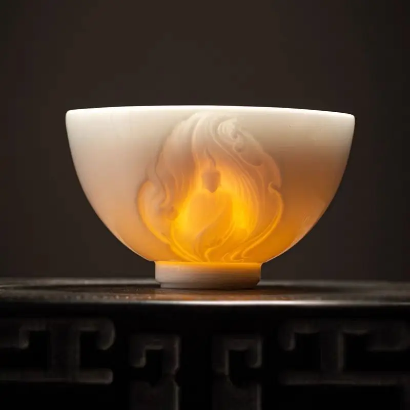 

Фарфоровая чашка из ледяного нефрита, высококачественная чашка для дегустации чая, чайный сервиз кунг-фу, одна чашка, мужская личная чаша для чая, тисненая чашка для чая