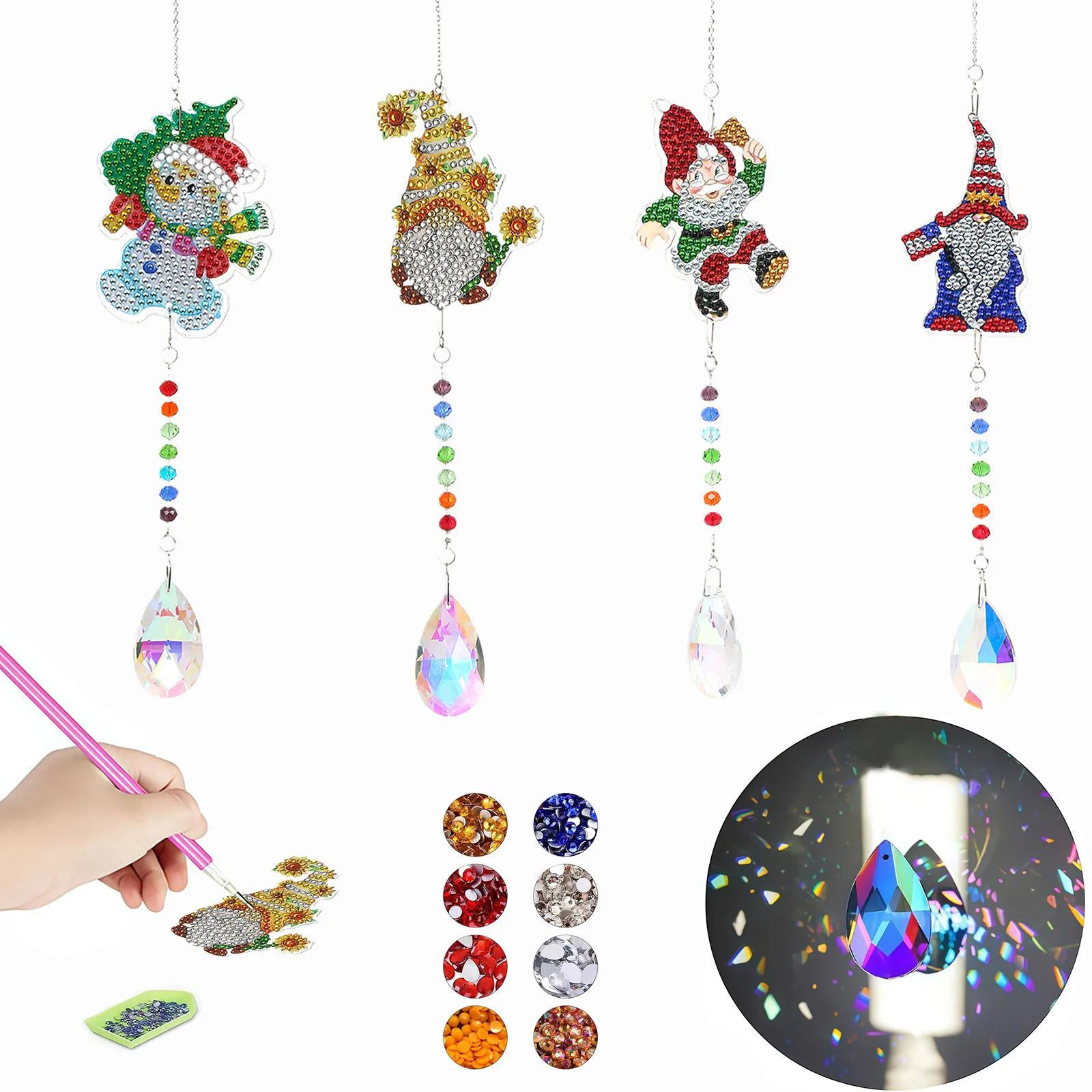 1 Piece Diamond Painting set, wind chimes, Christmas Pattern, acrylic Material, home holiday Decoration, Christmas gift