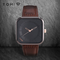 TOMI Fashion Simple Black Quartz Watch Men's and Women's Square High Quality Elegant Men's Watch Leisure Calendar Quartz Watch