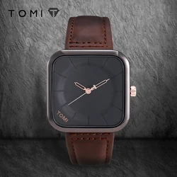 TOMI Mode Eenvoudig Zwart Quartz Horloge Heren en Dames Vierkant Hoge kwaliteit Elegant Herenhorloge Vrijetijdskalender Quartz Horloge