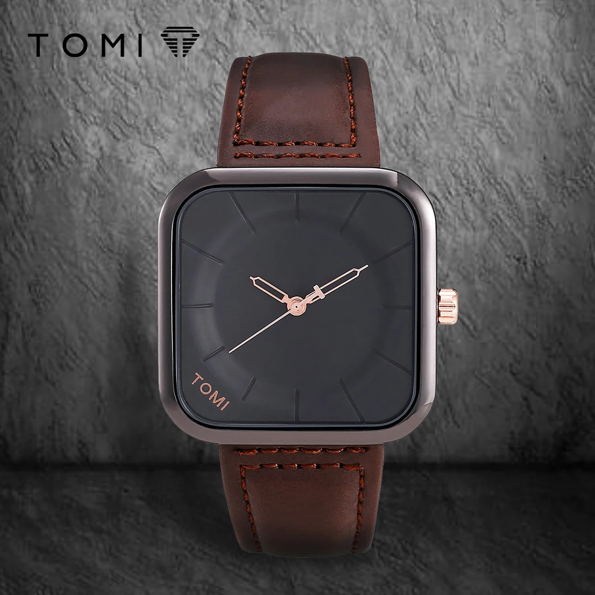 TOMI Fashion prosty czarny zegarek kwarcowy męski i damski kwadratowy wysokiej jakości elegancki męski zegarek rekreacyjny zegarek kwarcowy z kalendarzem