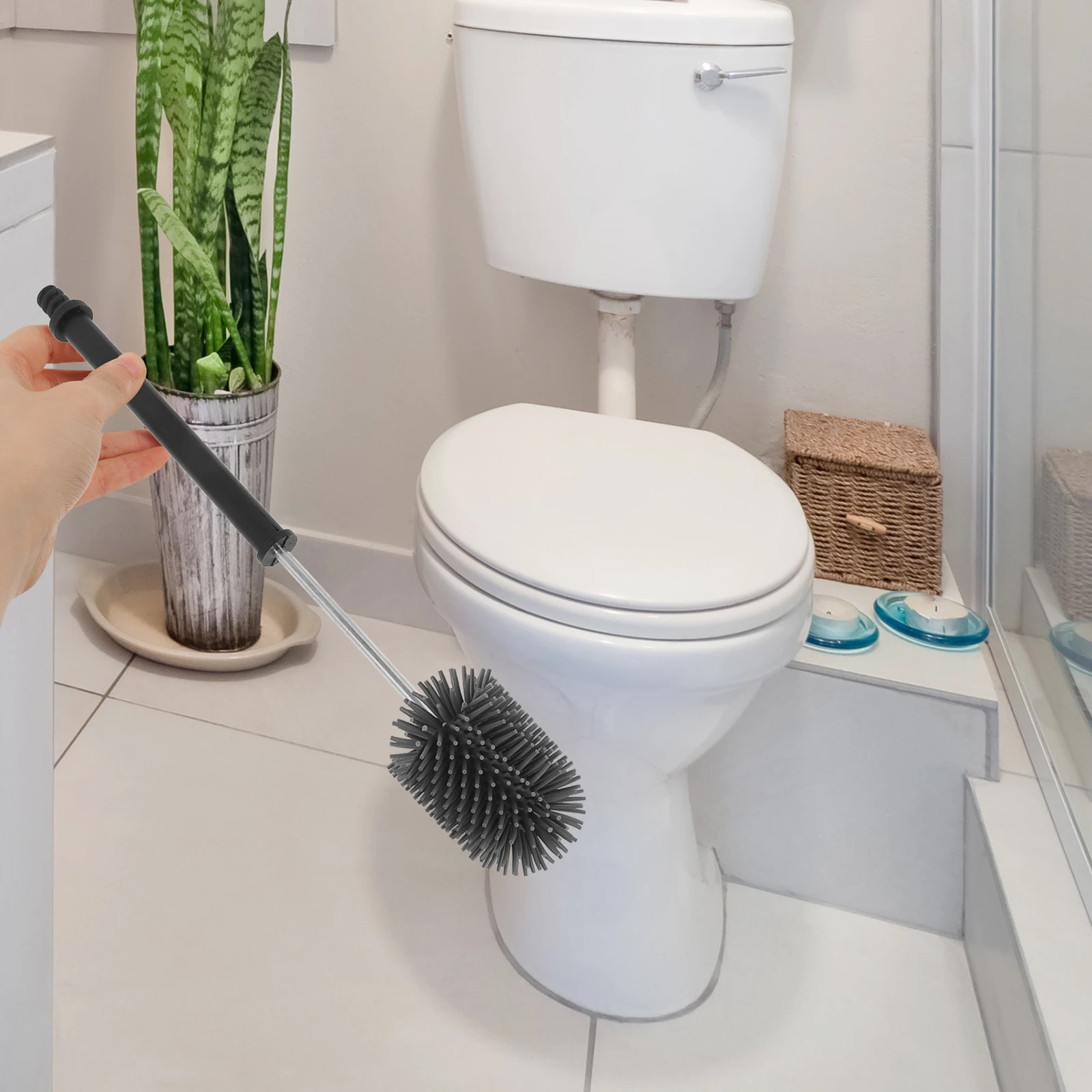 

Toilet Brush Handle Replacement Sturdy Threaded Pole Connector for Toilet Cleaning Accessories Threaded Handle Connector