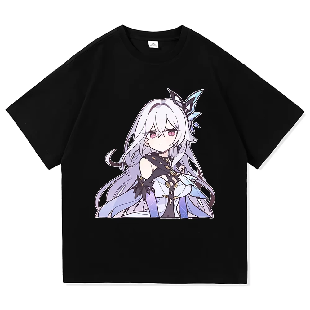 

Футболка Genshin Impact Skirk, популярная модная мужская/женская эстетичная забавная милая футболка с рисунком, повседневные хлопковые футболки высокого качества