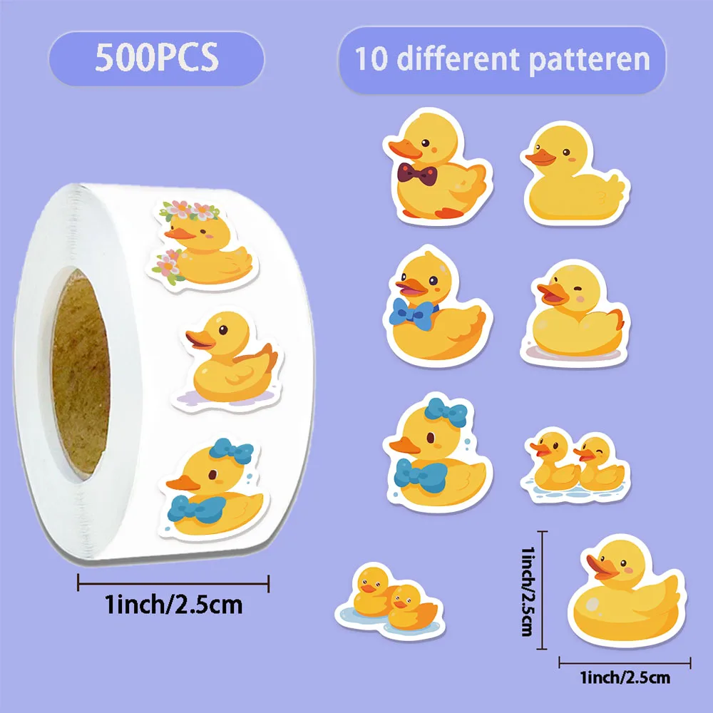

500PCS Cute Yellow Duck Decorative Graffiti Roll Stickers DIY Phone Case Laptop Water Bottle Waterproof Stickers
