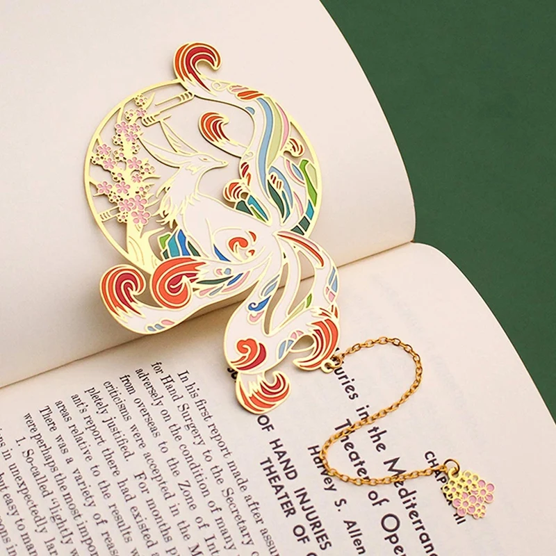 Metal Bookmarks for Women, Kitsune Bookmark Fox Cool Golden Book Marker, Reading Book Lovers Gift for Readers