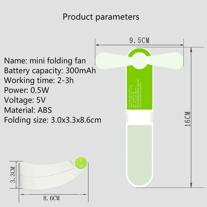 Portable Mini Fan USB Rechargeable Foldable Pocket Handheld Fan