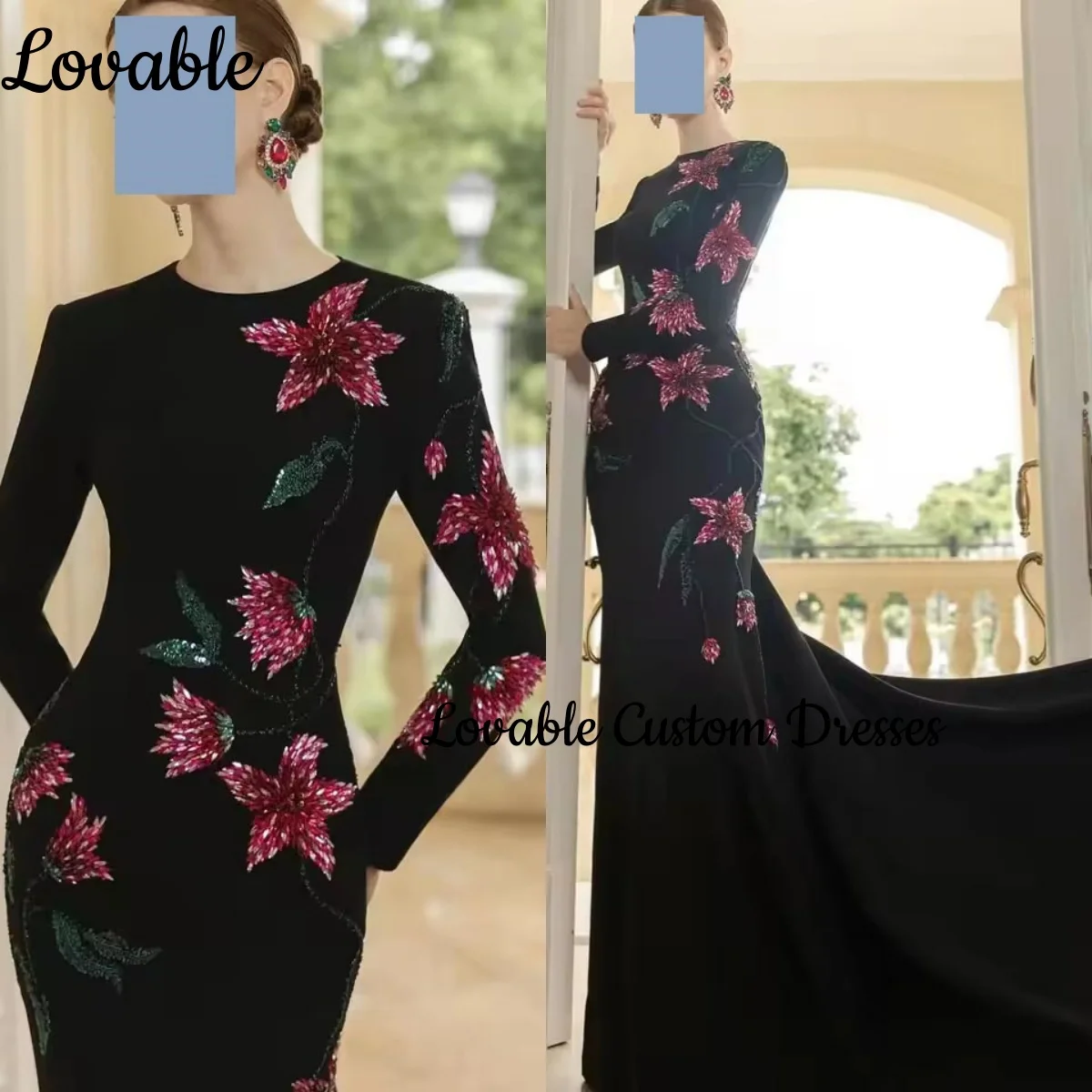 

Элегантные вечерние платья для женщин, индивидуальное платье русалки с овальным вырезом длиной до пола, свадебное платье с длинными рукавами, платья на день рождения