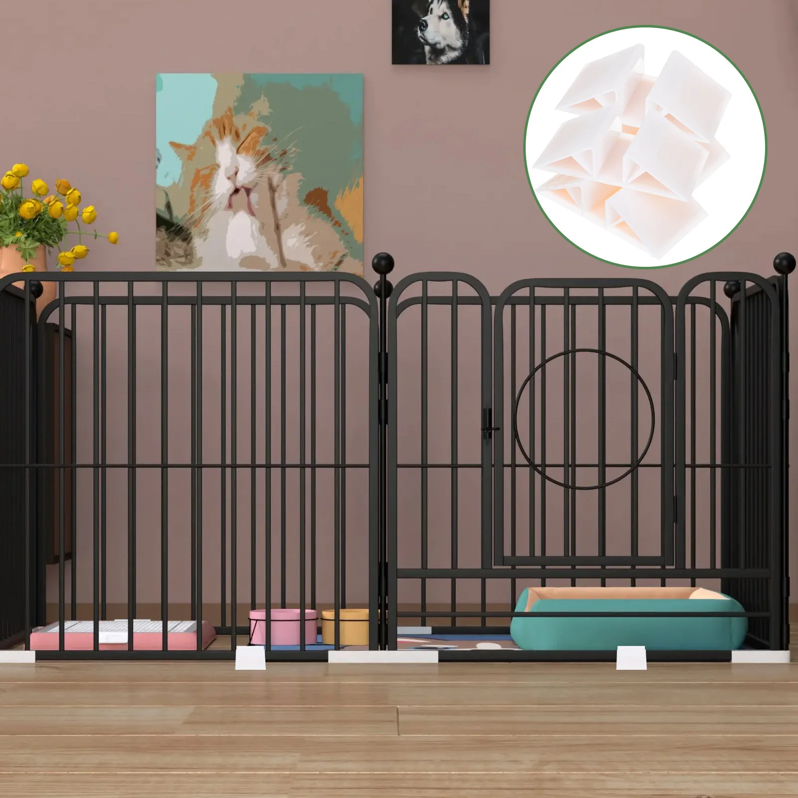 4 قطعة قاعدة سياج الحيوانات الأليفة مثبتات دعم بلاستيكية للأسوار الصغيرة ملحقات حامل سياج ساحة الحديقة المتينة #3