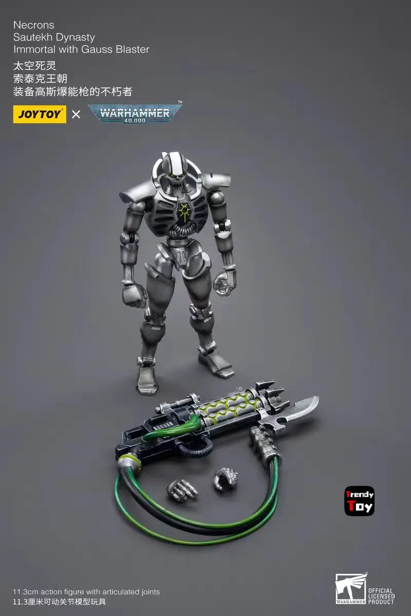 

【JOYTOY】Warhammer 40K Necrons Sautekh Dynasty lmmortal with Gauss Blaster 1/18 Action Figure Toys