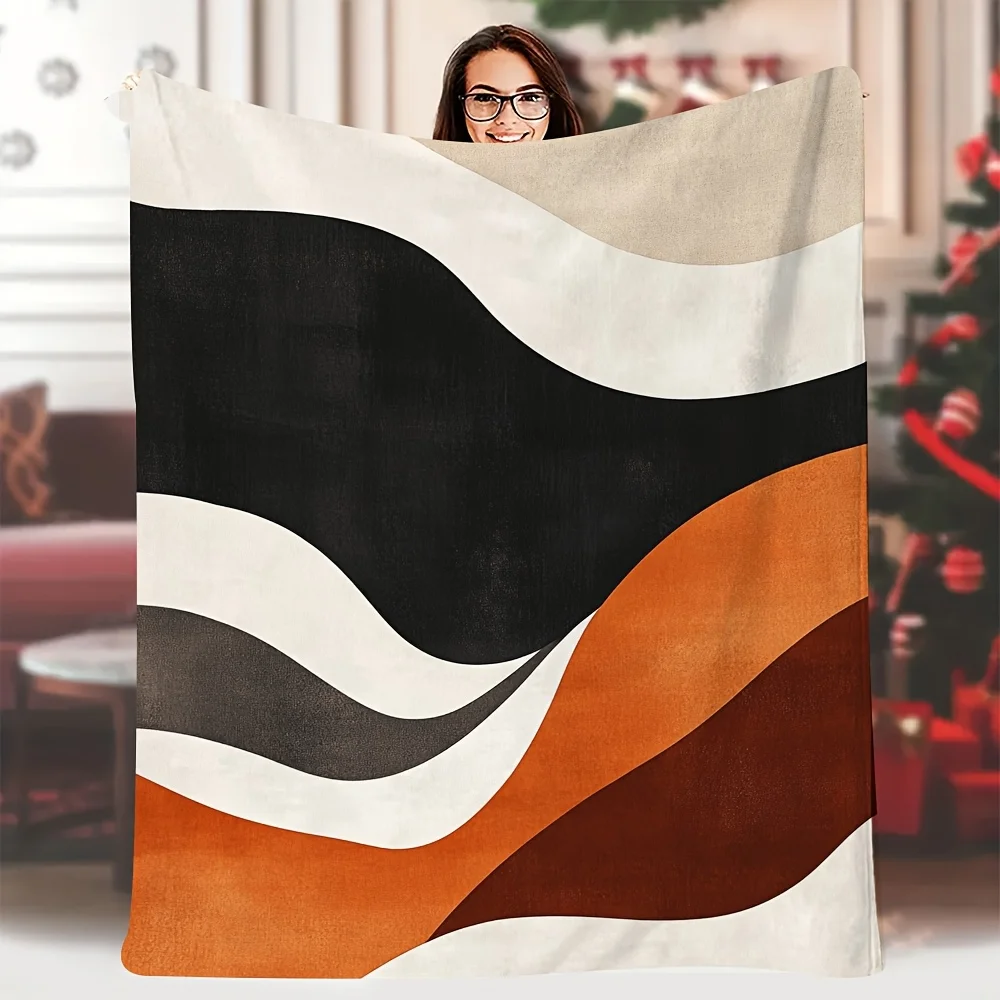 Extra Large Throw Blanket - Nordic Minimalist Moroccan Azilal Wave Pattern, Super Soft All-Season Couch Bedspread, Machine Washa