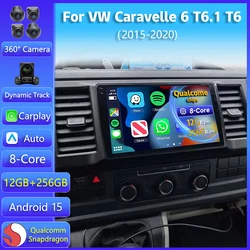 Android 15 Carplay Auto For VW Volkswagen Caravelle 6 T6.1 T6 2015 2016 2017 - 2020 Multimedia Car Radio Player Video WIFI+4G BT