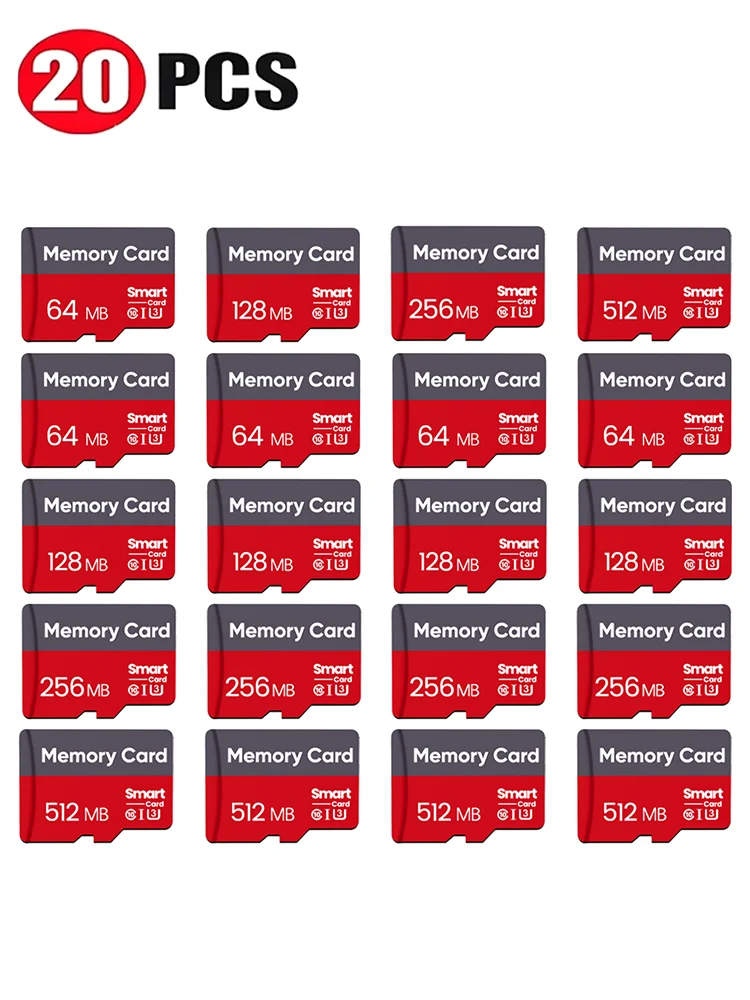 TF-Karte 20 Stück Rote Speicherkarte 512MB Mini-SD-Karte 256MB Geschäftsgeschenk Externer Speicher 128MB Fotostudio-Flash 64MB Grau