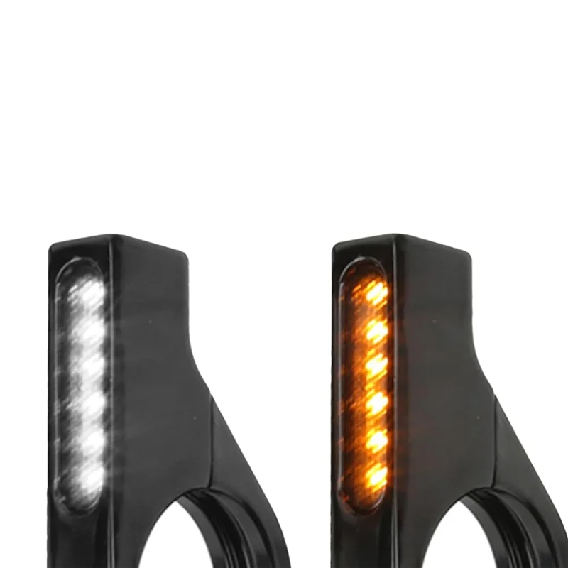 ABXN-Motorcycle 12V Front Fork LED Turn Signal Running Light Universal Sequential Switchback Amber Blinker Lamp Black