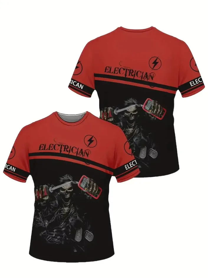 

2025 New Men's Electrician Uniform T-shirt 3D Print Electric Welder Work