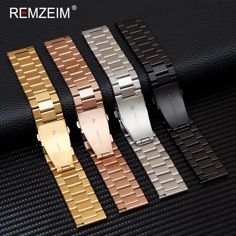 Stainless Steel Men\'s Business Wristwatch Strap 18mm 20mm 22mm Replacement Watch Band Watchband Accessories