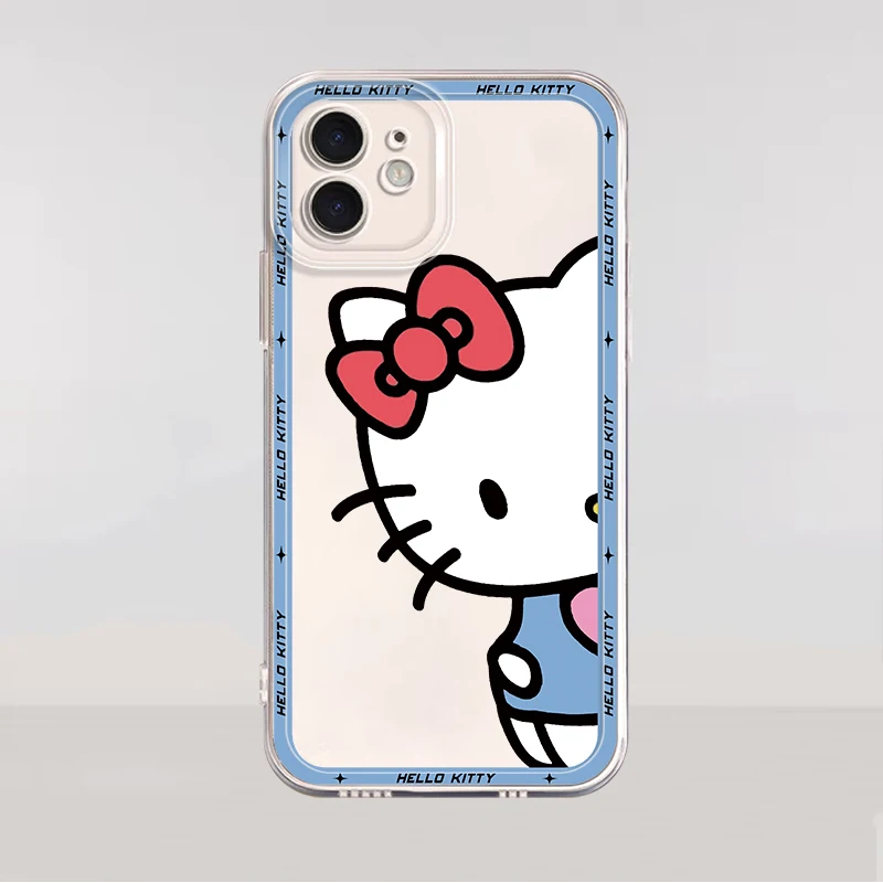 Funda de teléfono suave para iPhone XR 16 15 14 Plus 13 12 11 Pro MAX 17 Air 16e 12 Mini 7 8 Hello Kitty Sanrio lindo