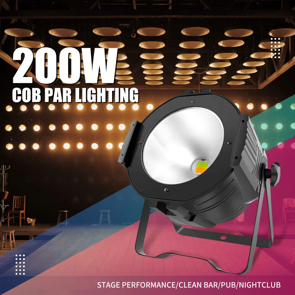 

200W COB Par Lights Warm White Lighting With DMX 512 Control Professional Stage Dj Lights For Disco Home Party Nightclub