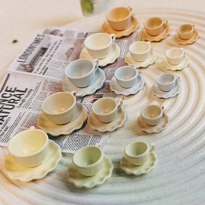 2pcs Dollhouse Dessert Latte Coffee Mug Dish Set Doll Accessories Kids Gift Mini Cup Drinks Model Toys Miniature