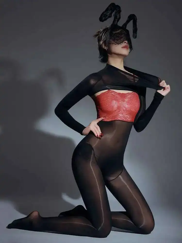 

Shawl Lace Camisole Oiled Jumpsuit Hollowed Out Crotch Erotic Sexy Horse Oil Wrapped Chest Tops Hot Sexy Mesh Lace Sheer Y1PH