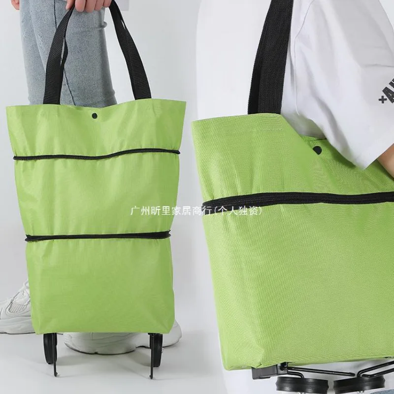 

Shopping Bag with Wheel Bag Portable Grocery Shopping Trolley Foldable Tug Women's Large-capacity Bag Household Supermarket