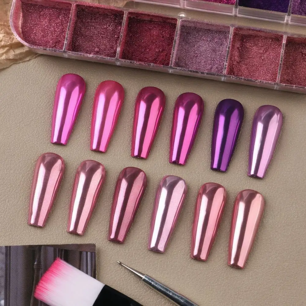 Professional Nail Art Glitter Pink Series Mirror Chrome Dust Pigment Manicure Decoration For Full Beauty Supplies