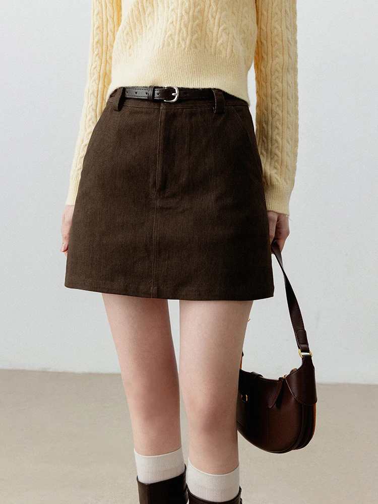 

EGGKA High Waist A-Line Skirt Women's Casual Pure Color Versatile Slimming Faionable Autumn New Sle ort Skirt