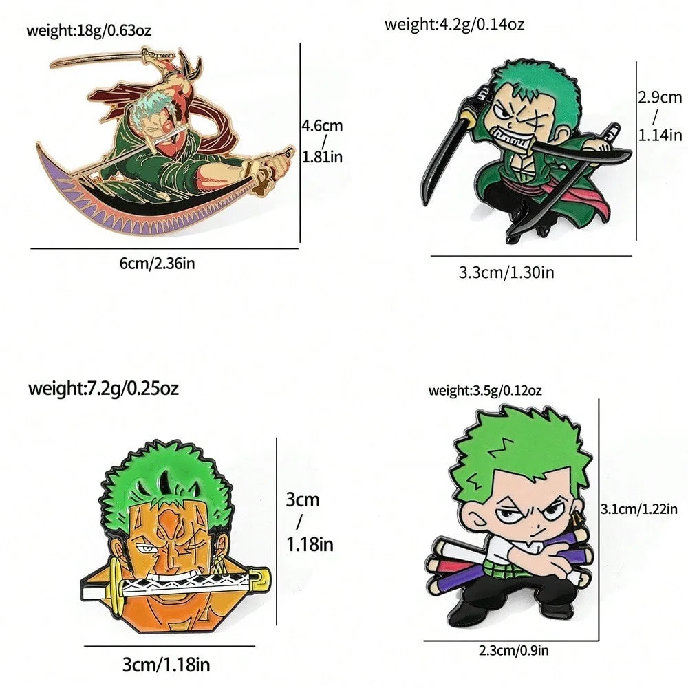 8 Pcs Classic Figure Brooch Personality Roronoa Zoro Design Enamel Pin Backpack Clothing Jewelry Metal Badge Accessories Gifts