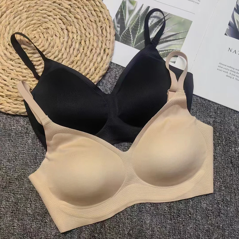 Seamless Women Underwear One Piece Beautiful Back Fixed Cup Bra No Steel Ring Sports Bra Breathable Adjustable Pure Color