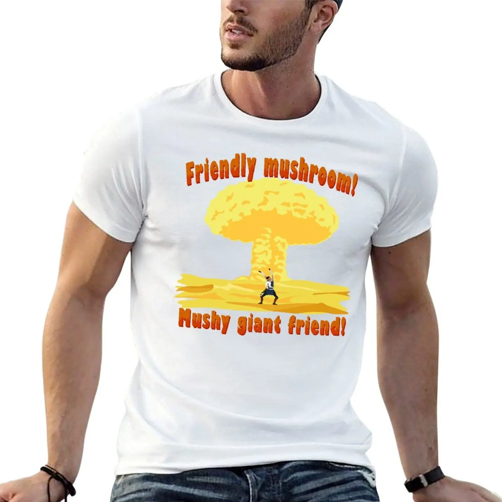 

Friendly mushroom Q T-Shirt anime tshirt man t shirt cotton high quality T-Shirt