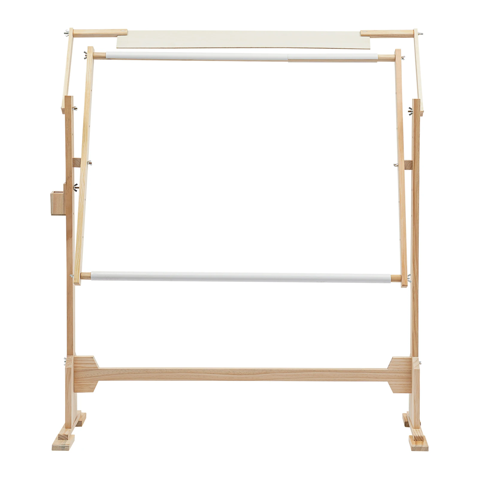 Premium Pine Wood Needlework Table with Adjustable Embroidery Frame & Clip-on Drawing Board