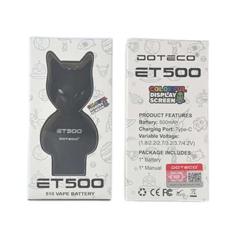 1-5 piezas de batería Original DOTECO ET500 de 500mah, 15S con precalentamiento, 1,8 V-4,2 V, para cigarrillos electrónicos con cartucho de rosca 510