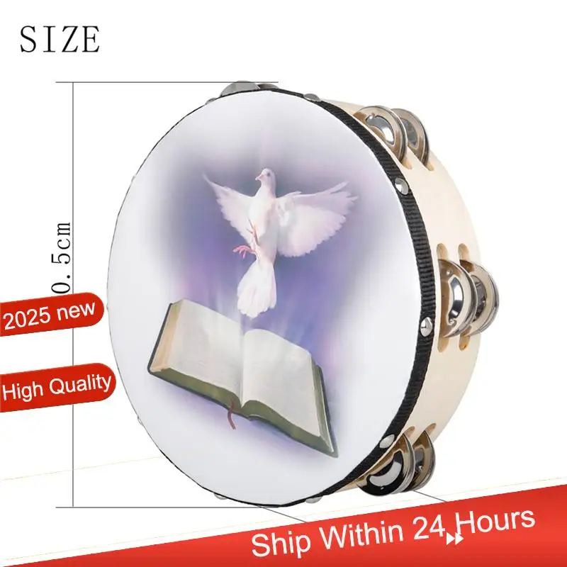 ABJX جديد ثمانية بوصة النخيل طبقة مزدوجة اليد الدف اليد حشرجة الموت يهتف معدات التعليم المبكر أداة الدف اليدوي