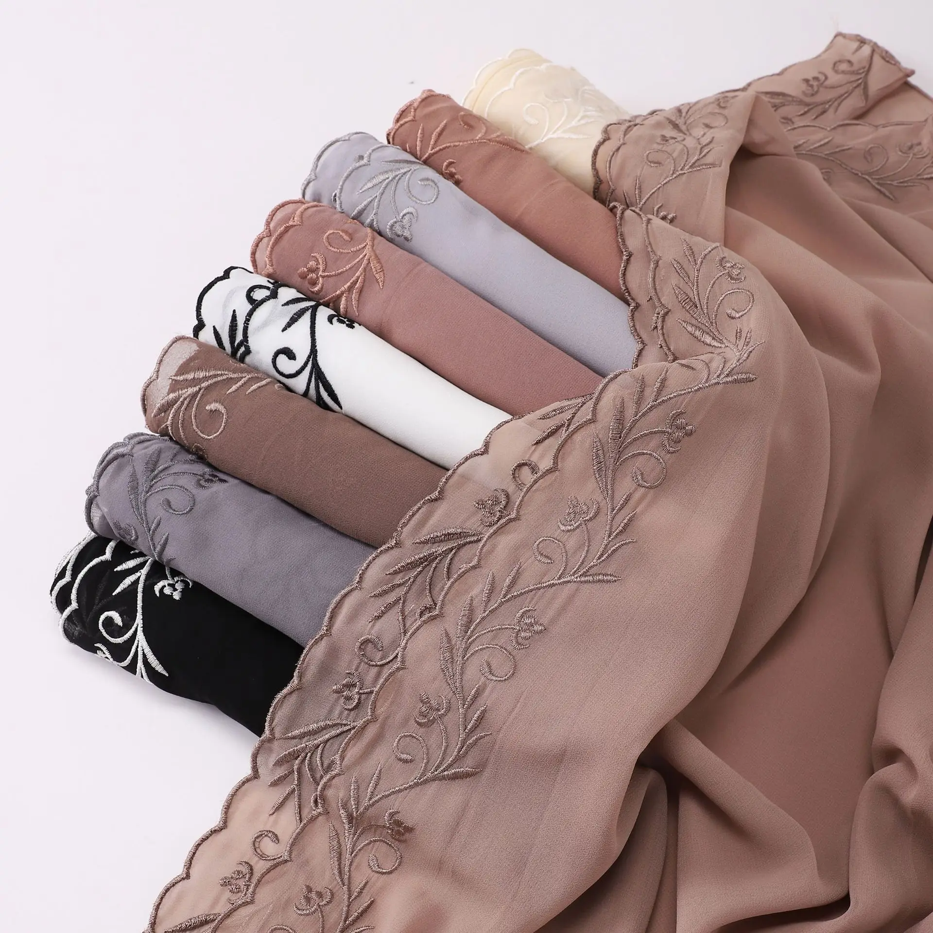 

Newest Embroidery Chiffon Scarf Woman Muslim Hijab Shawl Wrap Turban Headscarf Bandanas Headband Bufanda Foulard Turbante Mujer