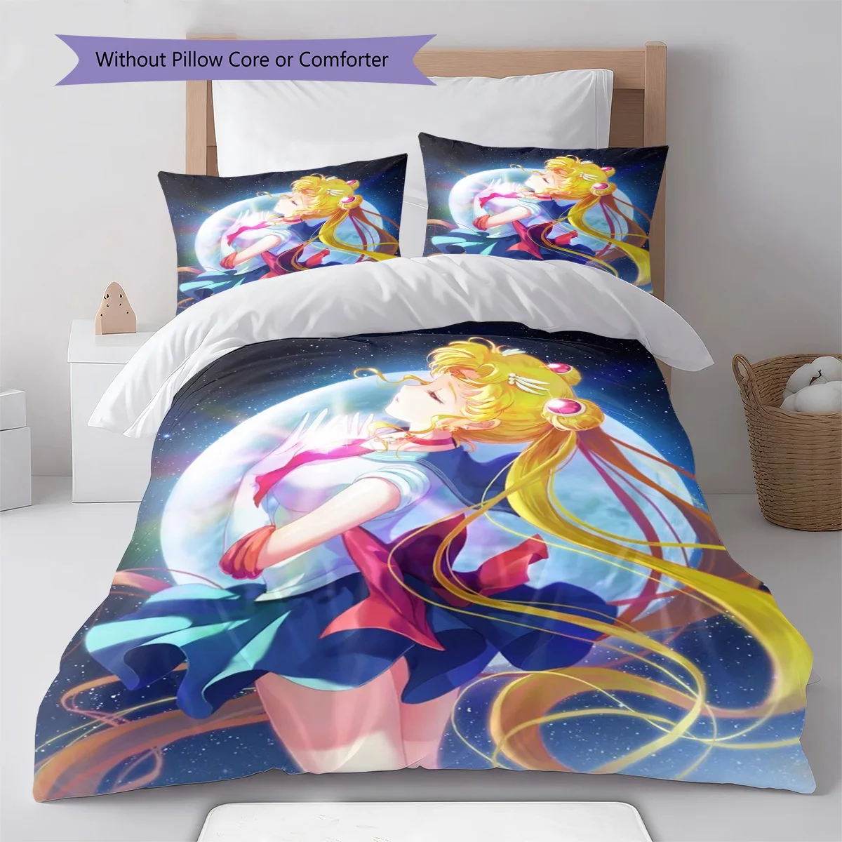 Sailor Moon Magical Glow Bedding Set Anime Duvet Cover Polyester Soft Comforter Bedroom Set -QJY