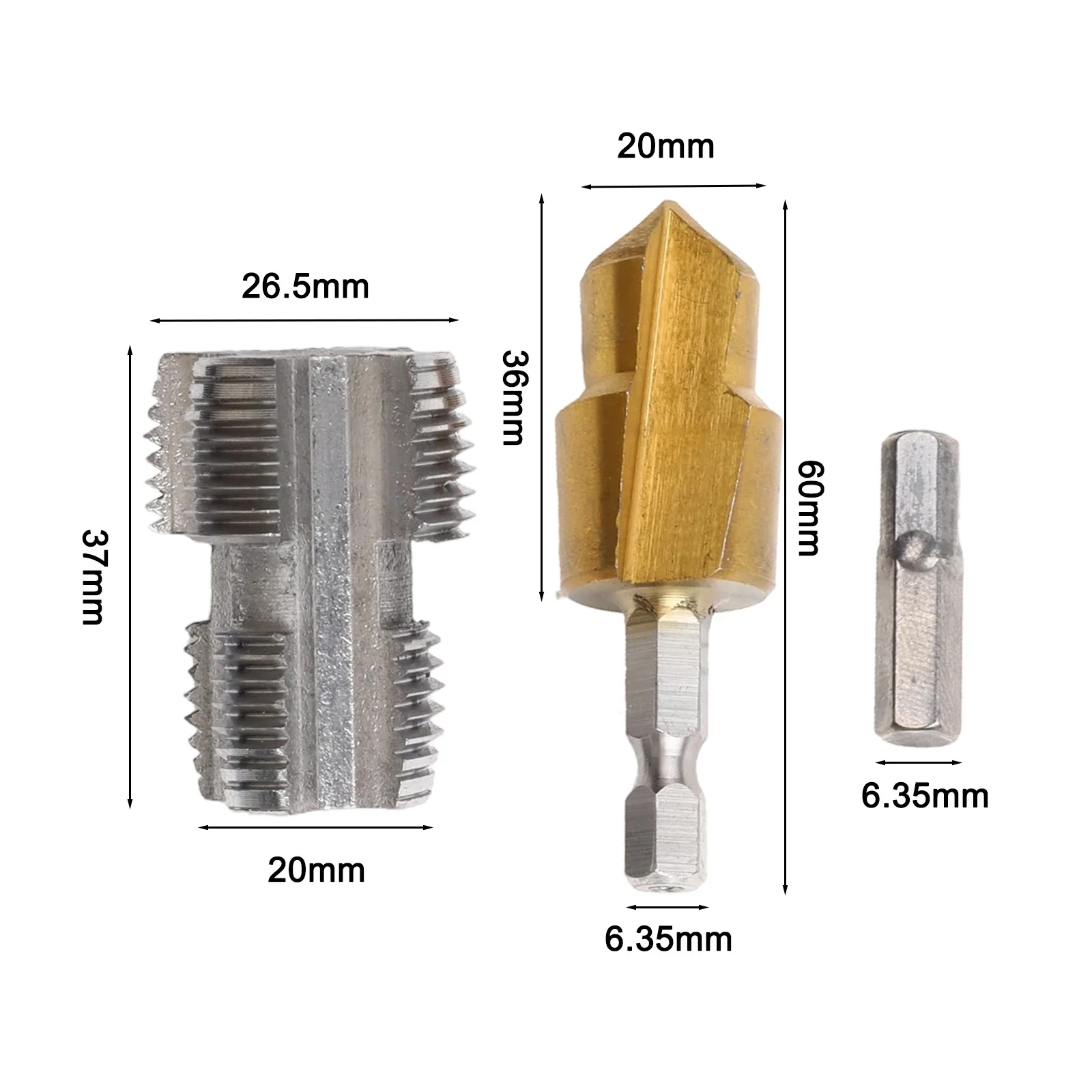 

Water Pipe Thread Opener With 20mm Drill Bit For 1/2 Inch 3/4 Inch Stepped Drill Bit PPR Plastic Water Pipe Connection Tools