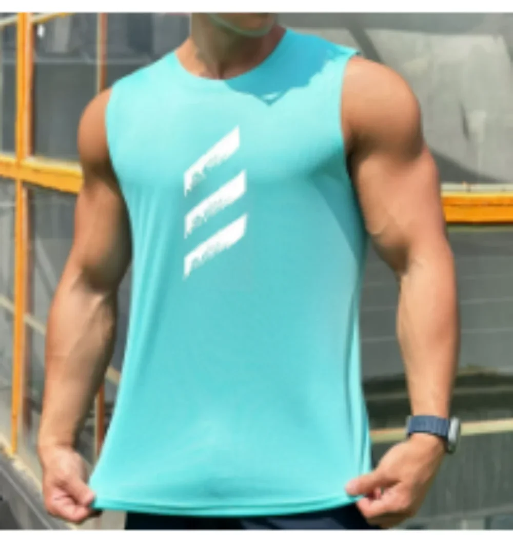 

2025Summer new Gym Vest Men Bodybuilding Sleeveless Sports Tank Top quick-drying mesh Fitness Running Tank Top men Clothes